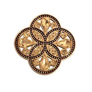 Vintage Premier Designs Silver Tone Pin Brooch Pendant Clear Rhinestones Circles